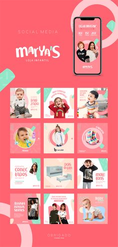 the social media page for mary's baby products is displayed on a pink background