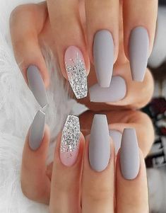 New Years Eve Nails, Matte Nails Design, Summer Acrylic Nails, Nails Inc, Girls Nails, Coffin Nails Designs, Pretty Acrylic Nails