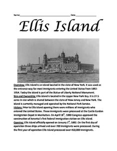 Ellis Island -  3 page lesson the history and all the facts related to the immigration center at Ellis Island comes with  review questions vocabulary true/false word search True False, Ellis Island, Reading Teacher, History Class, History Lessons, Teacher Newsletter, Teacher Pay Teachers, The History, Word Search