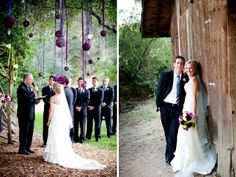 a bride and groom standing next to each other