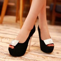 Heels: approx 13.5 cmPlatform: approx 4 cmColor: Black, Red, GreenSize: US 3, 4, 5, 6, 7, 8, 9, 10, 11, 12(All Measurement In Cm And Please Note 1cm=0.39inch) Note:Use Size Us 5 As Measurement Standard, Error:0.5cm.(When Plus/Minus A Size,The Round And Shaft Height Will Plus/Minus 0.5CM Accordingly.Error:0.5cm) Note: The size you choose is US Size and 1CM=0.39inch. Size Guide: US 3=EU34=22CM,US 4=EU35=22.5CM,US 5=EU36=23CM, US 6=EU37=23.5CM,US 7=EU38=24CM,US 8=EU39=24.5CM, US 9=EU40=25CM,US 10=E Black Platform Heels For Wedding, Glamorous Party Heels With Metal Feet, Party Heels With Metal Feet And Round Toe, Party Heels With Metal Feet And Almond Toe, Party Heels With Almond Toe And Metal Feet, Black Platform Heels For Prom, Party Platform Heels With Almond Toe, Almond Toe Platform Heels For Party, Open Toe Heels With Metal Feet For Party