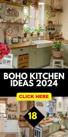 this is an ad for boho kitchen ideas