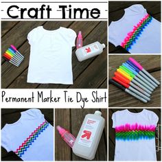 a collage of pictures showing how to make t - shirts with crayons