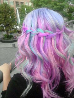 Galaxy Hair Color, Pastel Rainbow Hair, Dyed Hair Pastel, Galaxy Hair, Hair Color Pastel, Rainbow Fashion, Colorful Hair, Hair Color Blue