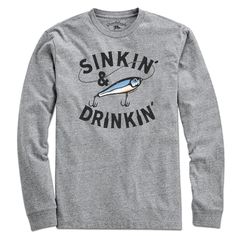 Sinkin' & Drinkin' Fishing T-Shirt Do you love to fish? Then this fishing T-shirt is for you! Chillin' on the dock, drinkin' a cold one, and reelin' in the big ones- that's what life is all about! This funny fishing T-shirt is perfect for any fishing fanatic. Whether you're on the water or just hangin' out at the bait shop, this T-shirt will have you looking and feeling your best. So grab a cold one and get to fishing! Casual Crew Neck Fishing T-shirt, Graphic Print Crew Neck T-shirt For Fishing, Casual Crew Neck T-shirt For Fishing, Fish Print Crew Neck Top For Fishing, Casual Crew Neck Top For Fishing, Cotton Tops With Fish Print For Fishing, Bait Shop, Funny Fishing, Fishing Humor