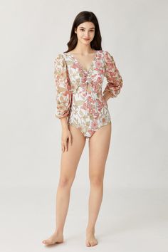 Feminine One-piece Bodysuit For Beach, Feminine One-piece Swimwear For Swimming, Feminine One-piece Swimwear For Spring, Lined One-piece For Spring, Feminine Fitted One-piece Swimwear, Fitted Floral Print One-piece, Black Gold Jewelry, Floral One Piece Swimsuit, Floral One Piece