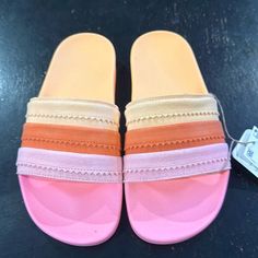 Suede Upper, Brand New With Tags Comfortable Pink Sandals For Spring, Comfortable Pink Spring Sandals, Adidas Pink Sandals With Round Toe, Adidas Multicolor Slip-on Sneakers, Adidas Adilette, Pink Adidas, Adidas Shoes, Adidas Women, Shoe Brands