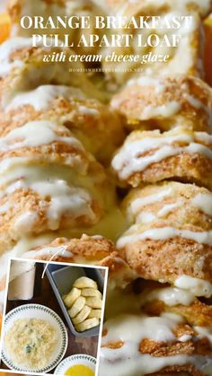 Orange Pull Apart Loaf is an easy breakfast or weekend brunch treat! Topped with a sweet and tangy cream cheese and orange glaze, it's ready to serve in under an hour #brunch #easy #biscuit #orange #creamcheese ©homeiswheretheboatis.net Biscuit Brunch, Pasta Casseroles, Florida Cracker, Soften Cream Cheese