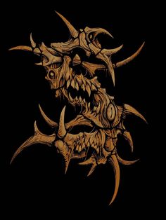 an image of two demon heads on black background