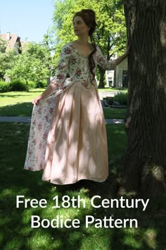 Free 18th Century Bodice Pattern 18th Century Dress Pattern, Colonial Dress Pattern, Bodice Pattern Free, Dress Bodice Pattern, Historical Dress Patterns, 18th Century Bodice, Historical Clothing Patterns, 18th Century Dress