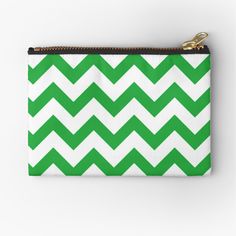 Get my art printed on awesome products. Support me at Redbubble #RBandME: https://www.redbubble.com/i/pouch/Zig-Zag-Chevron-Geometric-Pattern-Green-and-White-by-Cultradesign/51663816.440R3?asc=u Zipper Pouch, Gifts For Family