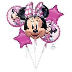 minnie mouse balloon bouquet with helium balloons