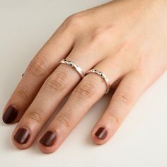 ☁ There are more dainty couple rings:   * https://khanhanhouse.etsy.com/?section_id=44772488 ☁ Product details    * Material: 100% solid 925 sterling silver.   .925 sterling silver: made of 92.5% pure elemental silver and 7.5% high-quality alloy. It is shiny, safe, and more durable than 999 silver.      * His ring: bandwidth 3mm, thickness: 1.4mm (sample photos)   * Her ring: bandwidth 2.5mm, thickness: 1.4mm (sample photos)   * I use US ring size (please refer to the last picture for the instru Sterling Silver Open Couple Rings, Sterling Silver Stackable Promise Couple Rings, Stackable Sterling Silver Promise Couple Rings, Silver Couple Rings, Handwriting Gifts, Couples Ring Set, Skin Allergies, Eco Friendly Jewelry, Gift For Couples