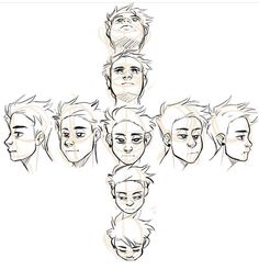 a bunch of different facial expressions in the same drawing style, each with their own head and