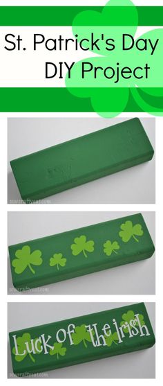 st patrick's day diy project with shamrocks on it and the words luck of