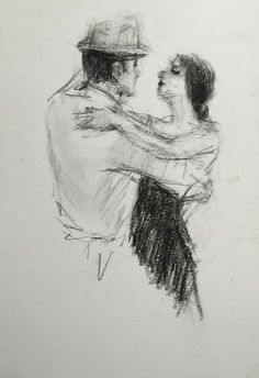 a drawing of two people hugging each other