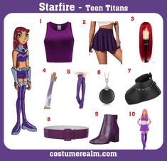 the costume guide for starfire teen titans