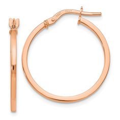 Leslies 14k Rose Gold Polished Hoop Earrings Rose Gold Square, Rose Gold Hoop Earrings, Bow Jewelry, Gold Polish, Small Earrings, Rose Earrings, Jewelry Companies, Black Bow, Fine Jewellery Earrings