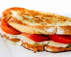 a grilled cheese and tomato sandwich on a plate