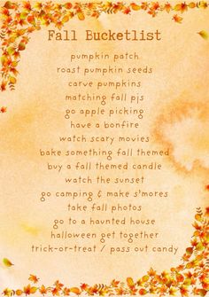 an autumn poem with leaves and pumpkins