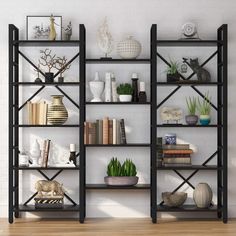 an image of a book shelf with books and plants on it, in front of the words multi - functional storage space