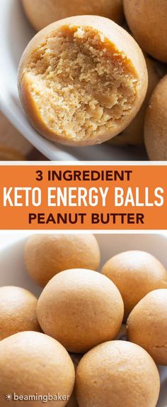 three ingredient keto energy balls with peanut butter