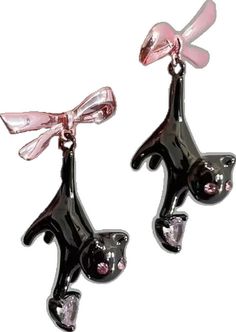 Trendy Cat Design Jewelry For Party, Trendy Cat Design Jewelry For Parties, Trendy Black Jewelry With Cat Design, Black Cat Design Drop Earrings, Party Jewelry With Cat Design And Cat Ears, Party Jewelry With Cat Design, Cute Black Cat Design Earrings, Black Cat Ears Jewelry With Cat Design, Cute Black Party Earrings