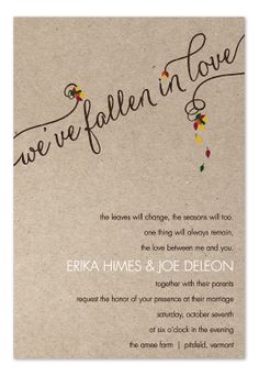 a wedding card with the words we're fallen in love on it