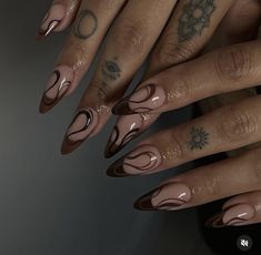 Trendy Brown Nails, Maquillage On Fleek, Space Nails, Edgy Nails, Vibrant Nails, Spring Nail Art, Spring Nail, Brown Nails, Decadent Chocolate