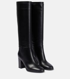 Santiago Knee High Leather Boots in Black - Gianvito Rossi | Mytheresa Chicago Lifestyle, Rossi Shoes, Knee High Leather Boots, Evening Shoes, Brown Leather Boots, Formal Shoes, Black Leather Boots, Gianvito Rossi, Luxury Shoes