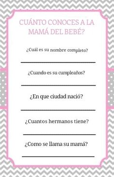 a pink and gray chevroned pattern with the words, canto conoces la mama del bee?