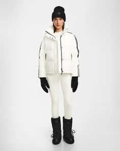 Hit the slopes in the KIMIA by RUDSAK, a women’s relaxed fit down ski jacket with a modern, boxy silhouette and bold racer stripes down the arms for a sporty chic edge. Its textured, wind and water-resistant shell offers both protection and style, while the stand-up collar adds a sleek, contemporary touch. Insulated with RDS-certified down and designed for fashion-forward skiers, this jacket combines comfort with statement-making appeal, ensuring you stay warm and on-trend during winter adventures. Sporty Down Puffer Jacket With Ribbed Cuffs, Sporty Winter Puffer Jacket With Ribbed Cuffs, Sporty Puffer Jacket With Ribbed Cuffs For Outdoor Activities, Athleisure Puffer Jacket For Winter Sports, Sporty Down Puffer Jacket For Winter Sports, Sporty Puffer Jacket For Ski Season, Sporty Down Puffer Jacket For Sports, Down Puffer Jacket For Ski Season, Functional Puffer Jacket For Ski Season