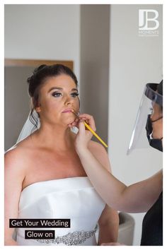 the bride is getting ready for her big day with makeup and make - up on