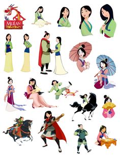 an image of disney princesses and their characters