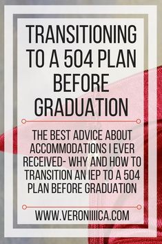 a red ribbon with the words transitioning to a 504 plan before graduation