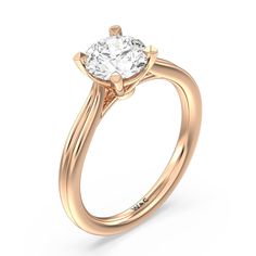 a gold engagement ring with an oval cut diamond in the center, on a white background