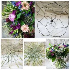 Fuzzy Wire Flower, Wire Flower Bouquet, Wire Bouquet, Flower Bouquet Ideas, Fuzzy Wire, Bouquet Frame, Floristry Techniques, Floral Mechanics, Dekoratívne Vence