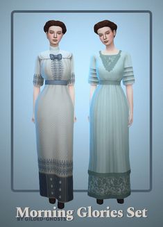 an image of two women in dresses for the game morning glories set 2