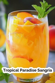 Indulge in the flavors of summer with this delightful Peach Mango Sangria! Made with white wine, fresh peaches, mangoes, and a splash of vodka, it's the perfect drink for a tropical escape. 🍑🍹 #SangriaRecipe #SummerCocktail #TropicalDrink Alcoholic Drinks Summer, Mango Sangria, White Wine Cocktail, Sangria Drink, Mango Rum, White Wine Sangria, Mango Drinks, Wine Sangria