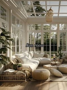 the sun room is clean and ready to be used for relaxing in it's natural surroundings