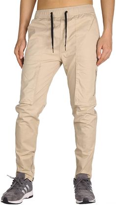 THE AWOKEN Men’s Chino Cargo Pants with Tapered Bottom Hem Zipper Cargo Pockets at Amazon Men’s Clothing store Khaki Joggers, Man Pants, Mens Streetwear, Cotton Twill Fabric, Smart Casual, Cargo Pants, Clothing Store, Shoes Jewelry, Mens Pants