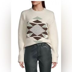 A.N.A Women’s Crew Neck Long Sleeve Geometric Pullover Sweater Large. New W Tag Casual Geometric Pattern Sweater For Winter, Winter Crew Neck Sweater With Geometric Pattern, Casual Sweater With Fair Isle Pattern For Layering, Winter Geometric Pattern Crew Neck Sweater, Casual Geometric Pattern Sweater For Fall, Casual Fair Isle Sweater For Layering, Casual Geometric Pattern Fall Sweater, Trendy Crew Neck Sweater With Fair Isle Pattern, Trendy Crew Neck Fair Isle Sweater