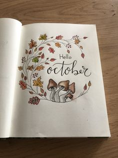 an open book with the title hello october written on it