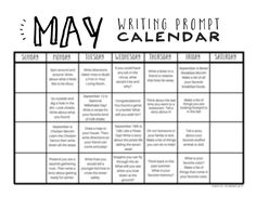 a calendar with the words, writing project and other things to do on it in black and