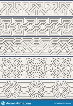 a set of four different patterns in the form of intertwined lines, each with an individual