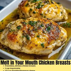 Melt in Your Mouth Chicken Breasts 2 Melt In Your Mouth Chicken, Mouth Chicken, Easy Chicken Breast, Chicken Breast Recipes Easy, Breast Recipe, Cook Chicken Breast, Chicken Dishes Recipes, Melt In Your Mouth, First Bite