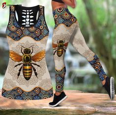 Love Bee Combo Tank + Legging Workout Tops For Women, Vintage Bee, Boho Patterns, Sport Tank Tops, Girls Leggings, Set Outfit, Outfits With Leggings, Tops For Leggings, Long Sweatshirt