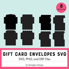 an image of gift card envelopes svg, png and dxf files