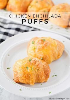 chicken enchilada puffs on a white plate