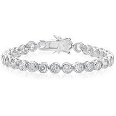 A true dazzling beauty. Feel luxurious while wearing this 8.5 carat tennis bracelet. It features 31 super high quality hand-set cubic zirconia stones and a double security lock. First you click the lock together, then there are two figure-8 levers which snap on both sides, making sure you'd never lose your bracelet. The images don't do this item any justice, it looks extremely better in person! Comes in an elegant gift box!◆ Crafted in .925 Sterling Silver◆ Rhodium plated for tarnish guard and b Security Lock, Bracelet Tennis, Gold Gemstone Ring, Security Locks, Bezel Set Diamond, Tennis Bracelet Diamond, Gemstone Engagement Rings, Gold Chain Necklace, Tennis Bracelet